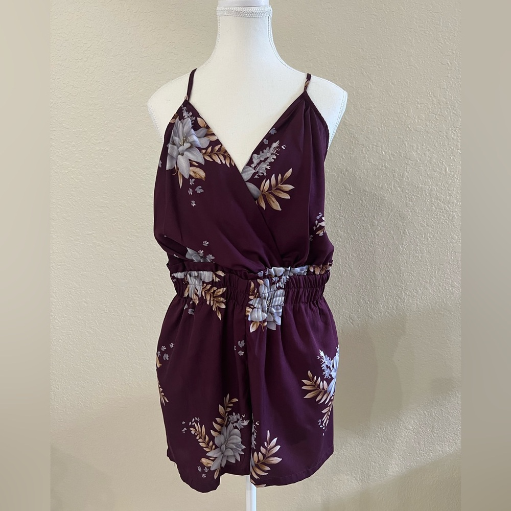 Fashion Nova Floral Purple Sleeveless Romper